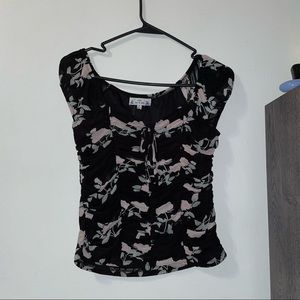 Floral mesh top